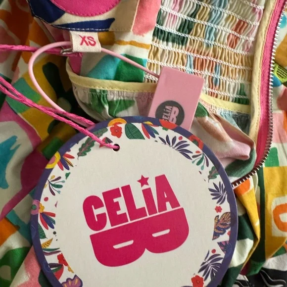 NWT Celia B Colorful Geometric Print Halter Dress - Picture 6 of 10